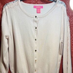 Elegant pale pink Cardigan with Lace Details XL